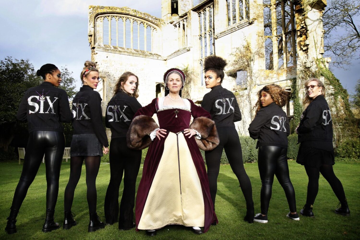 Cast of Six the Musical with traditional Katherine Parr reenactor
