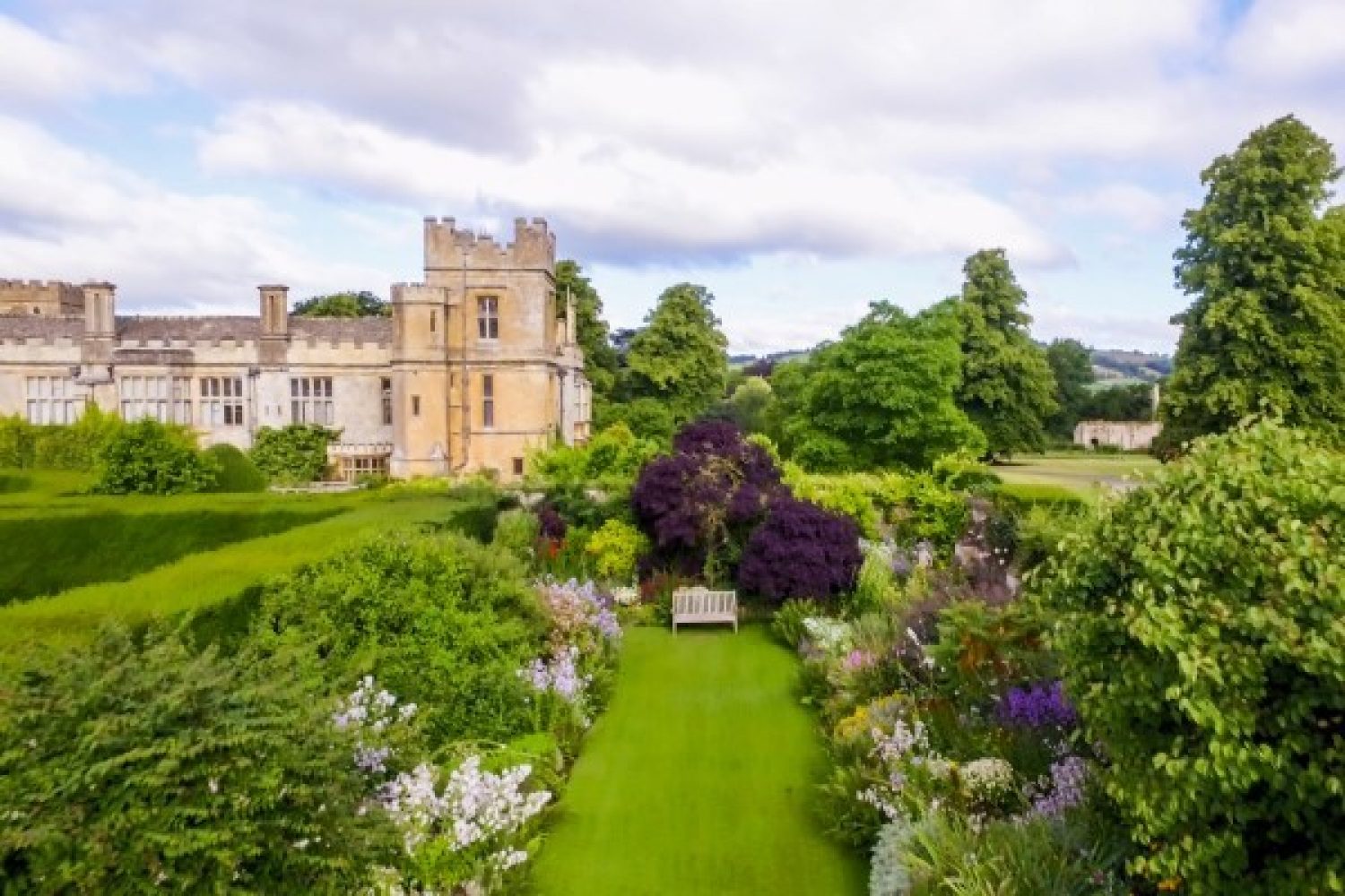 Aerial shot of the Secret Garden at Sudeley Castle