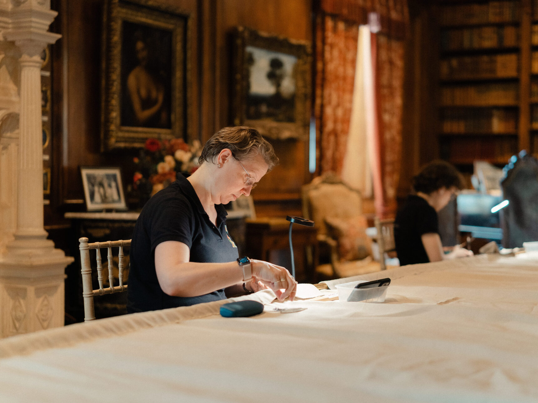 Conservation in action on the Sheldon Tapestry