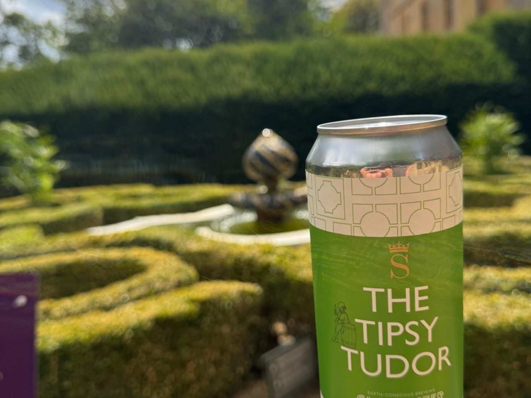 The Tipsy Tudor can in the Knot Garden