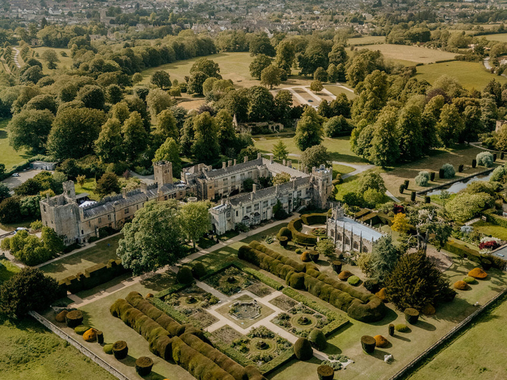 The Castle nestled amongst the Cotswold hills