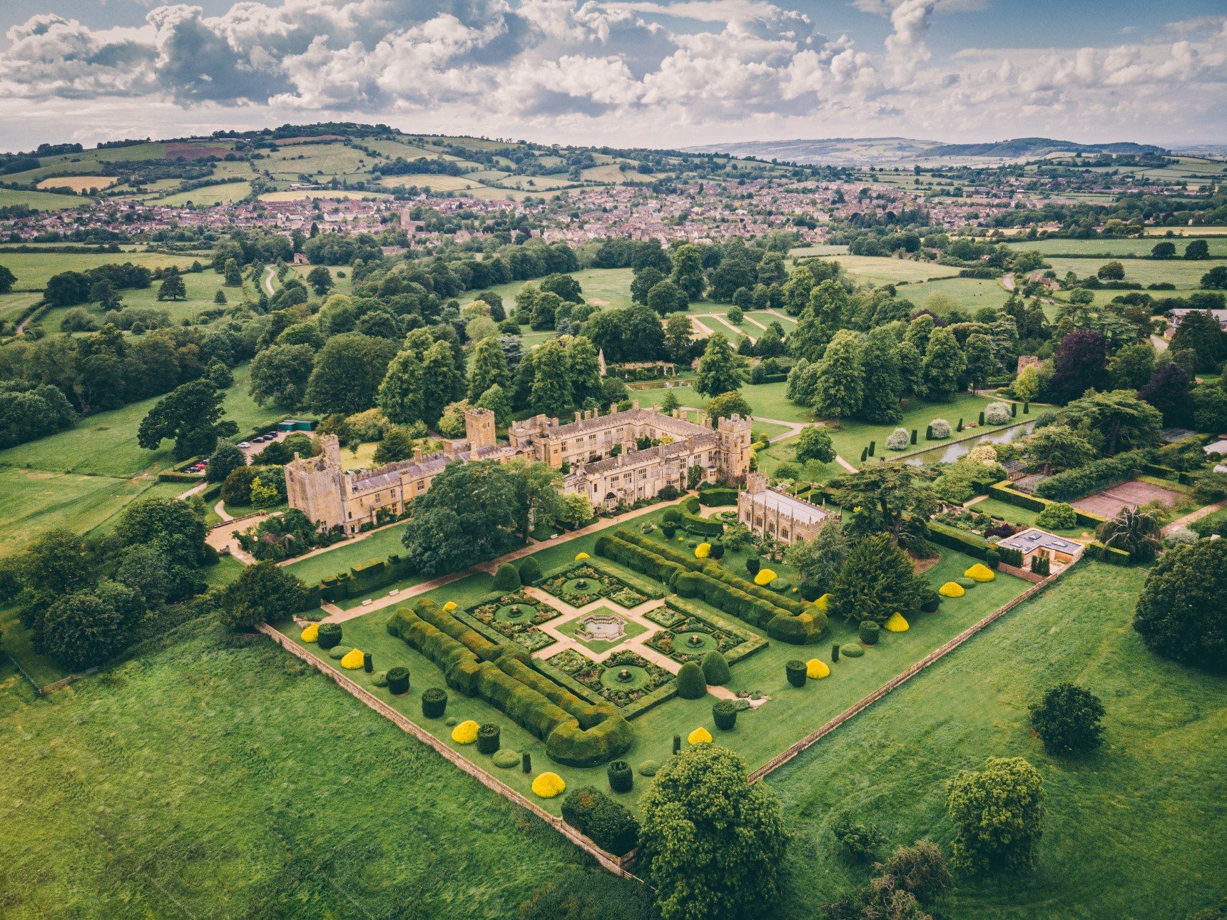 Aerial view of Sudeley Castle & Gardens